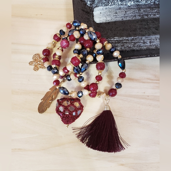 Agate Gold Plated Beaded Artesanal Stretchable Bracelets 4 Different Colors! - Picture 4 of 8